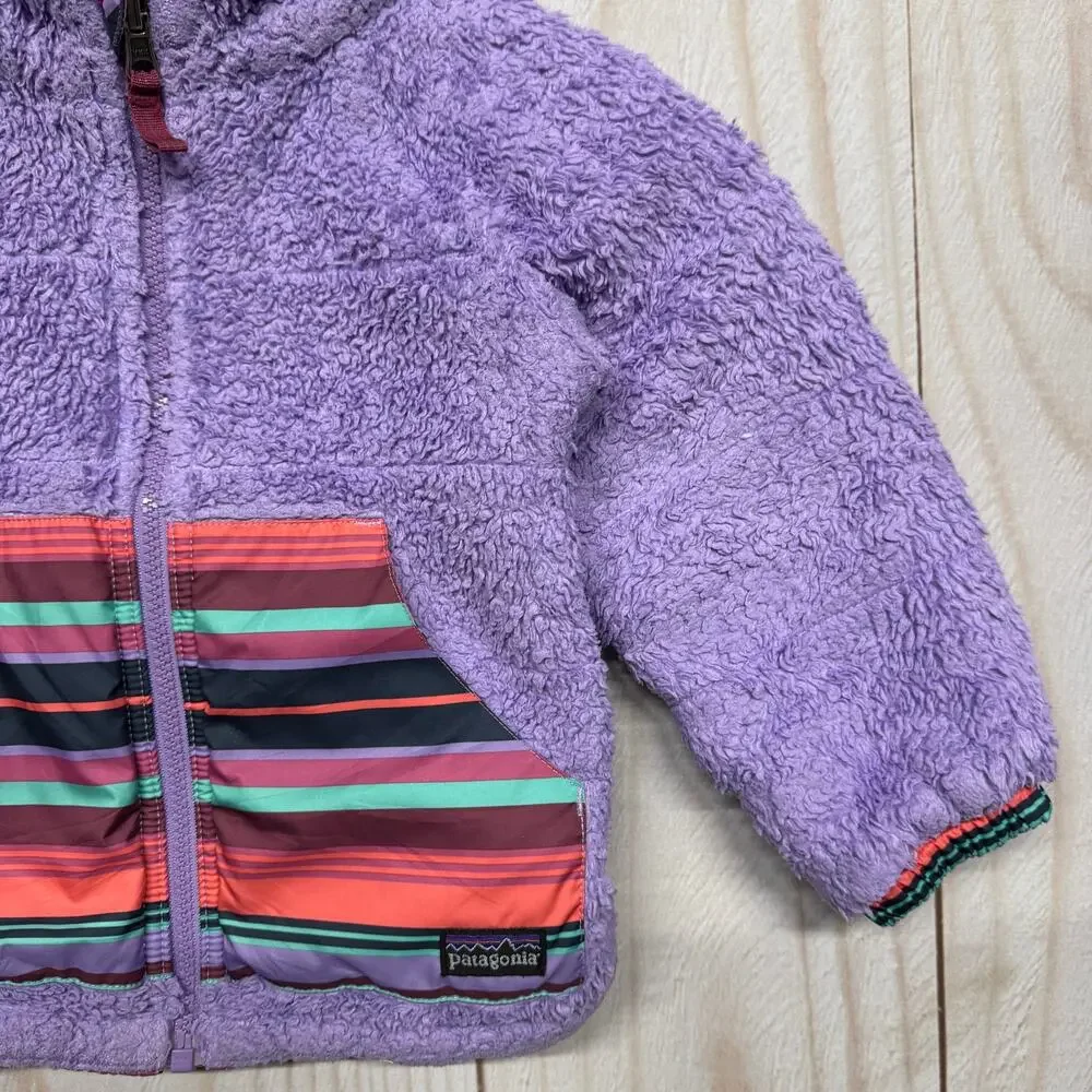 Patagonia Girls Toddler 2T?? Reversible Tribbles Hoody Jacket Sherpa Striped